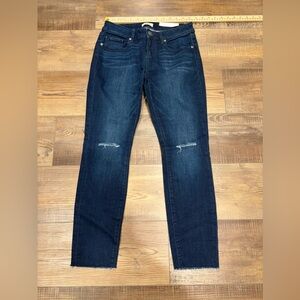LOFT Dark Blue Skinny Jeans with Knee Whiskering